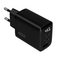 Сетевое зарядное устройство Magssory Digit 45W GaN 2xUSB-C + USB-A (Черное)