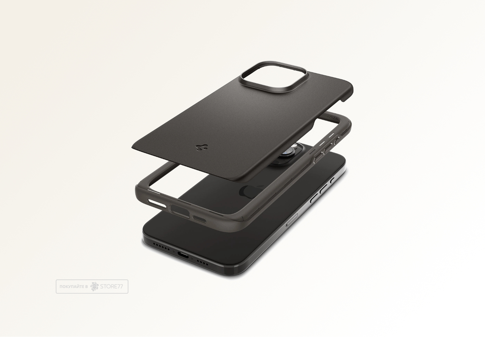 Чехол защитный Spigen для iPhone 15 Pro Thin Fit (Серый)