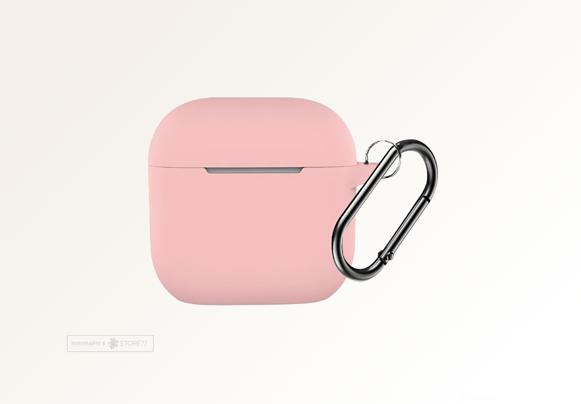 Чехол силиконовый для наушников Apple AirPods 4 с карабином (Розовый)