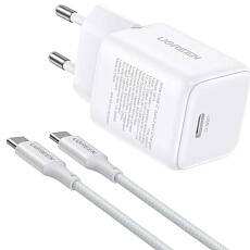 Сетевое зарядное устройство UGREEN X513 30W GaN USB-C + кабель USB-C - USB-C (Белое)