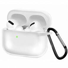 Чехол силиконовый для наушников Apple AirPods Pro 2 с карабином (Прозрачный)