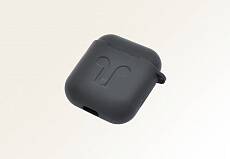 Чехол для Apple AirPods 2 силиконовый с карабином (Черный)