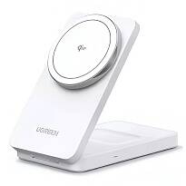 Беспроводное зарядное устройство UGREEN W706 2 в 1 Qi2 15W (Белое)