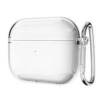 Чехол силиконовый для наушников Apple AirPods 4 с карабином (Прозрачный)