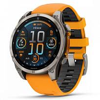 Умные часы Garmin FENIX 8 47mm Amoled Sapphire Titanium With Spark Orange/Grapphite Silicone Band