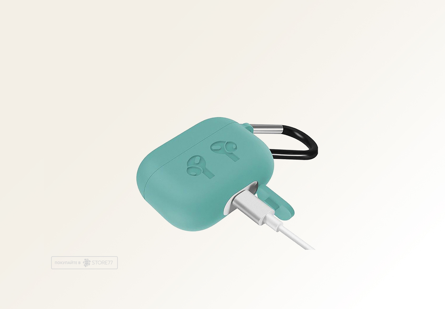 Чехол силиконовый для наушников Apple AirPods Pro с карабином (Мятный)