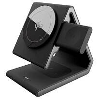 Беспроводное зарядное устройство VLP Delta Power 3в1, для Apple, Qi2 (Черное)