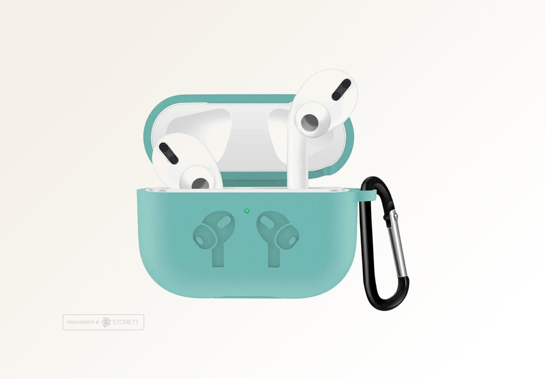 Чехол силиконовый для наушников Apple AirPods Pro с карабином (Мятный)