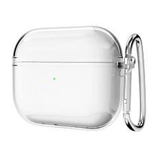 Чехол силиконовый для наушников Apple AirPods 4 с карабином (Прозрачный)
