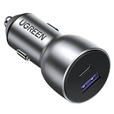 Автомобильное зарядное устройство UGREEN CD213 Fast charge USB-C PD + USB-A QC 52.5W (Серое)