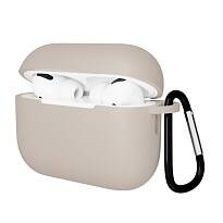 Чехол Gurdini Soft Touch для Airpods Pro 3 с карабином (Бежевый)