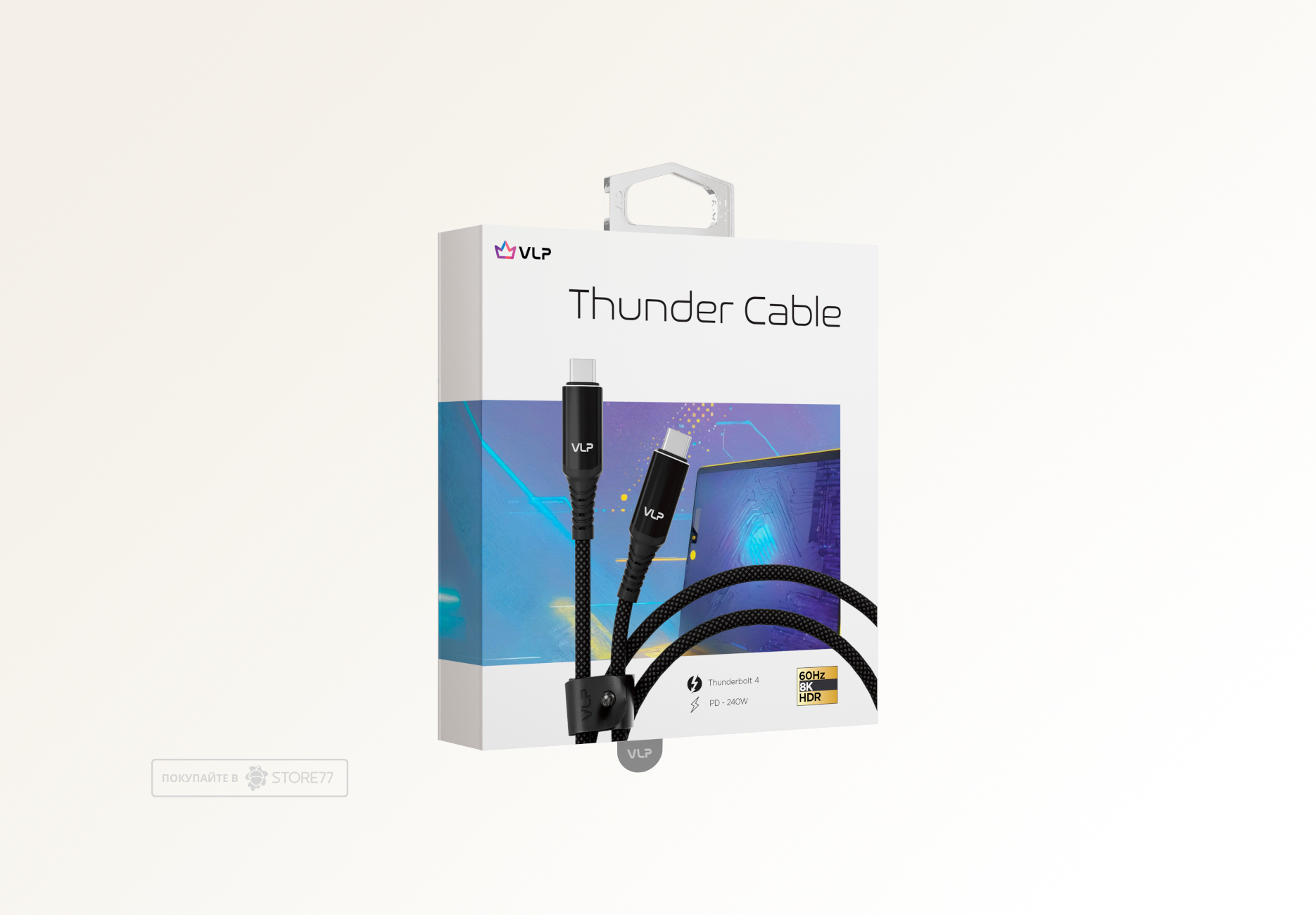 Кабель VLP Thunder Cable USB C - USB C, 240W, 1м кевларовый (Черный)