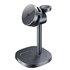 Беспроводное зарядное устройство Deppa Evo Power 3 в 1 MagSafe Qi 2 с охлаждением (Серое)