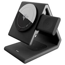 Беспроводное зарядное устройство VLP Delta Power 3в1, для Apple, Qi2 (Черное)