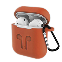 Чехол для Apple AirPods 2 силиконовый с карабином (Оранжевый)