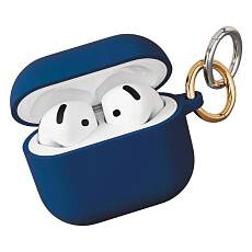 Чехол силиконовый VLP Soft Touch для AirPods 4, с кольцом (Темно-синий)