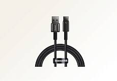Кабель Baseus Tungsten Gold USB-A - USB-C, 100W, 1m (Черный)