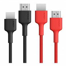 Кабель Aukey Impulse High-Speed HDMI 2.0, 4K 60Hz 2m, 2 шт. (Черный/Красный)