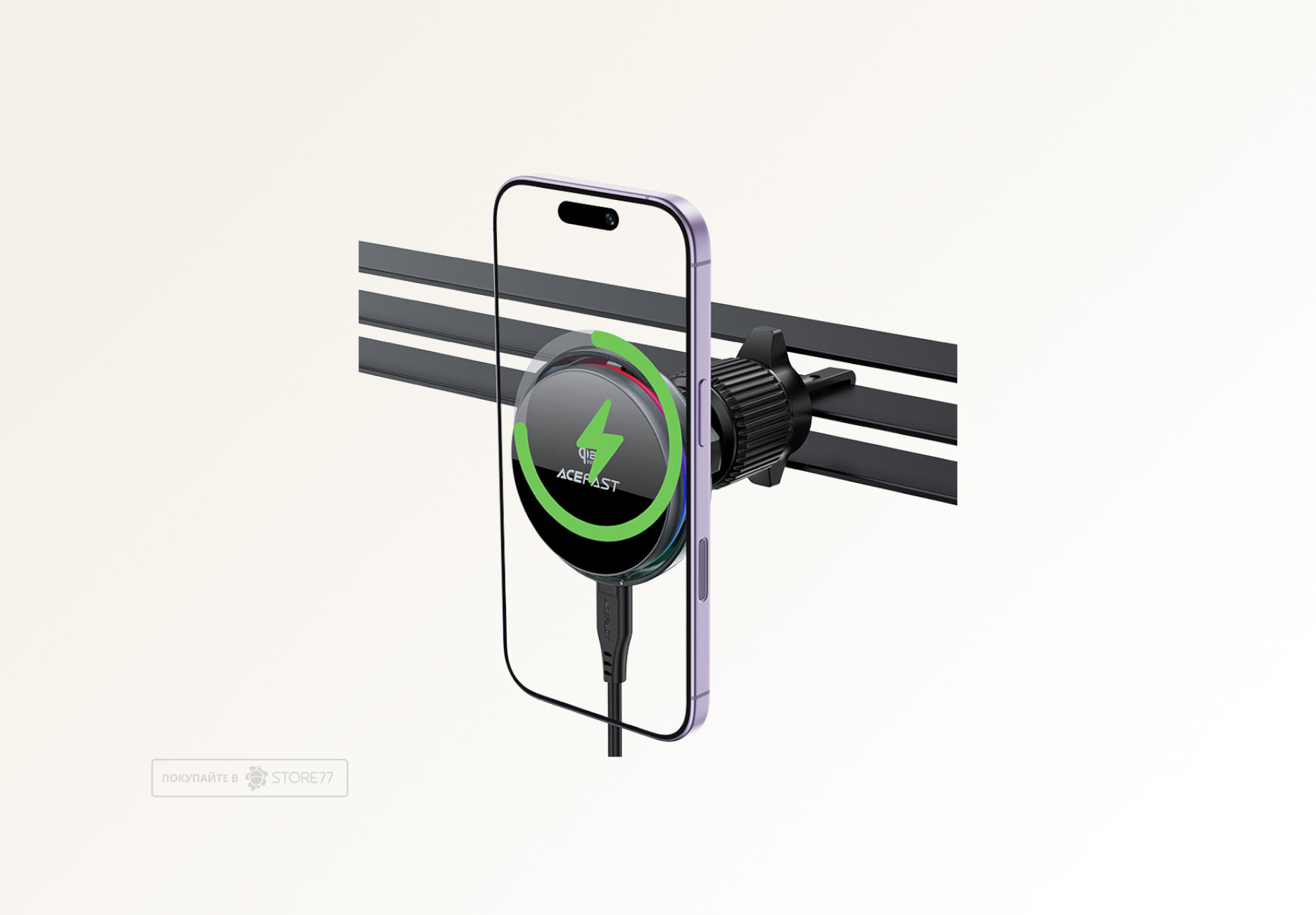 Автомобильный держатель ACEFAST D61 Magnetic Wireless Qi2 Charger 25W с MagSafe (Черный)