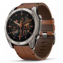 Умные часы Garmin FENIX 8 51mm Amoled Sapphire Bare Titanium Black with Chestnut Leather Band+Grapphite Silicone Band
