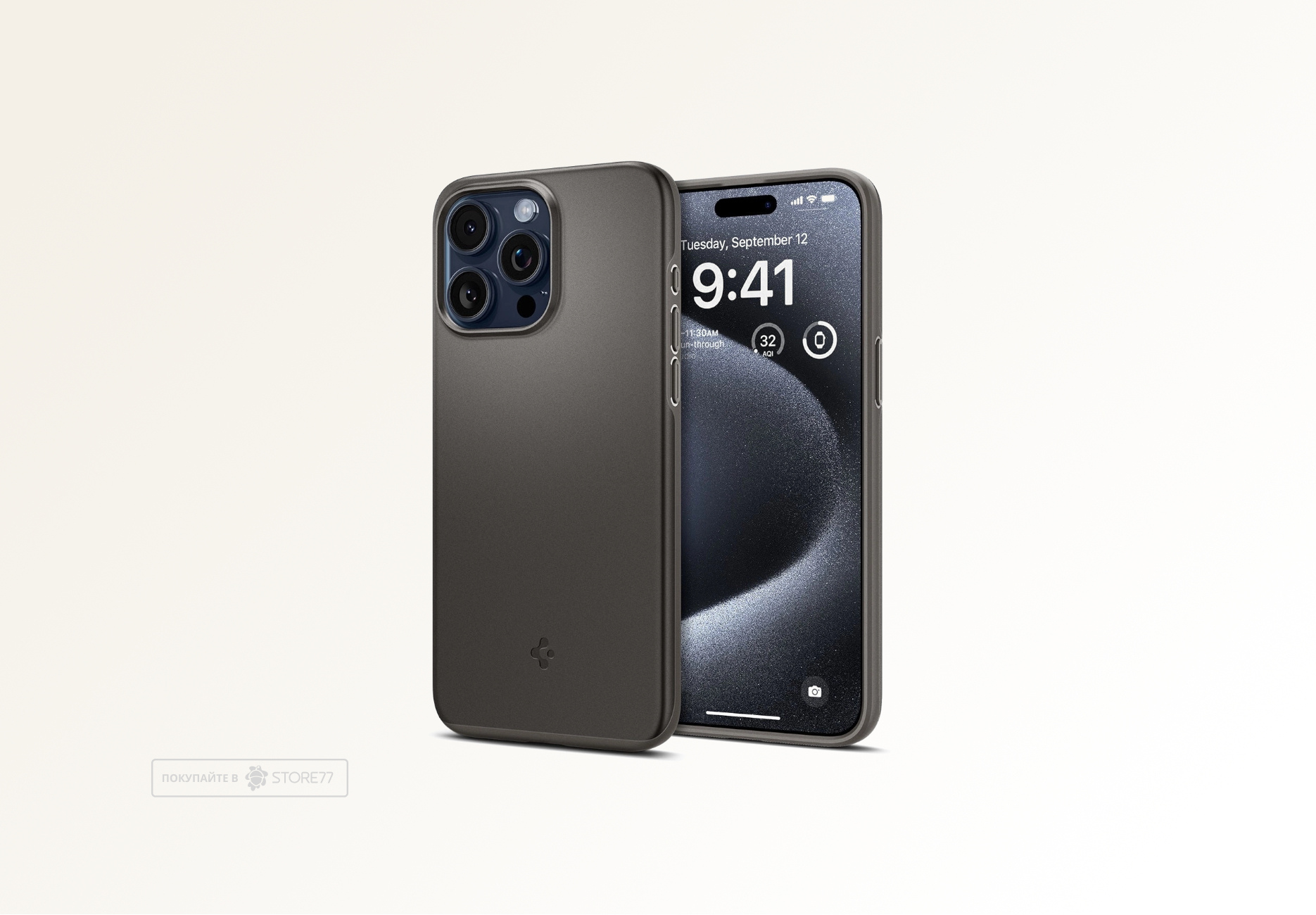 Чехол защитный Spigen для iPhone 15 Pro Thin Fit (Серый)