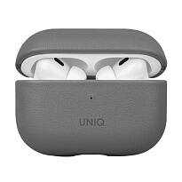 Чехол Uniq для Airpods Pro 2 Lydes DS, кожаный (Серый/Черный)