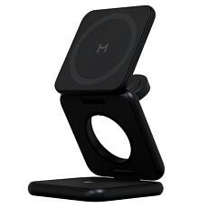 Беспроводное зарядное устройство Magssory Fold Pro 3 в 1 для Apple с Magsafe, Qi2 (Черное)