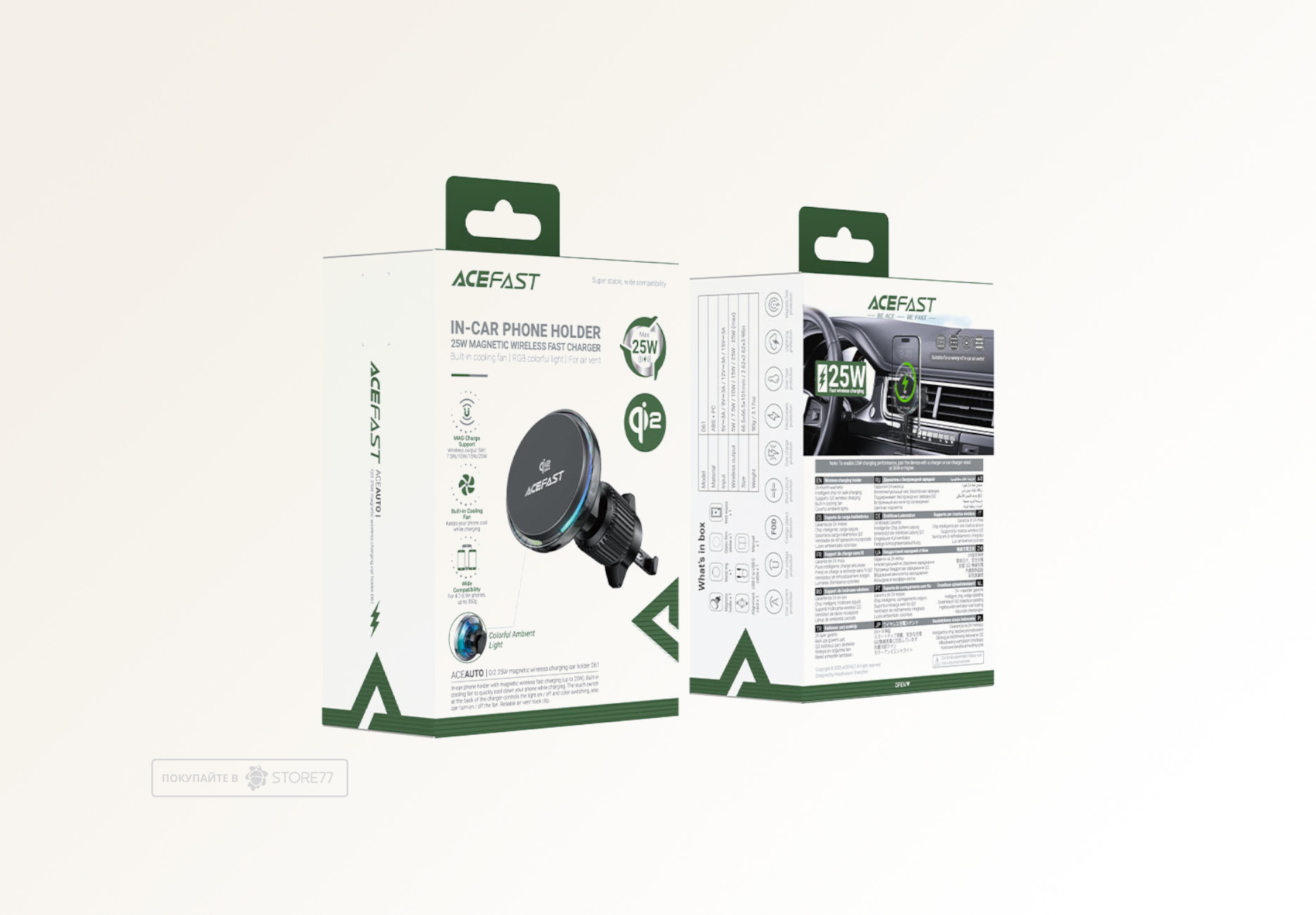 Автомобильный держатель ACEFAST D61 Magnetic Wireless Qi2 Charger 25W с MagSafe (Черный)