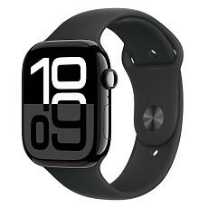 Часы Apple Watch Series 10 46mm Jet Black Aluminium Case, Sport Band (Black) S/M