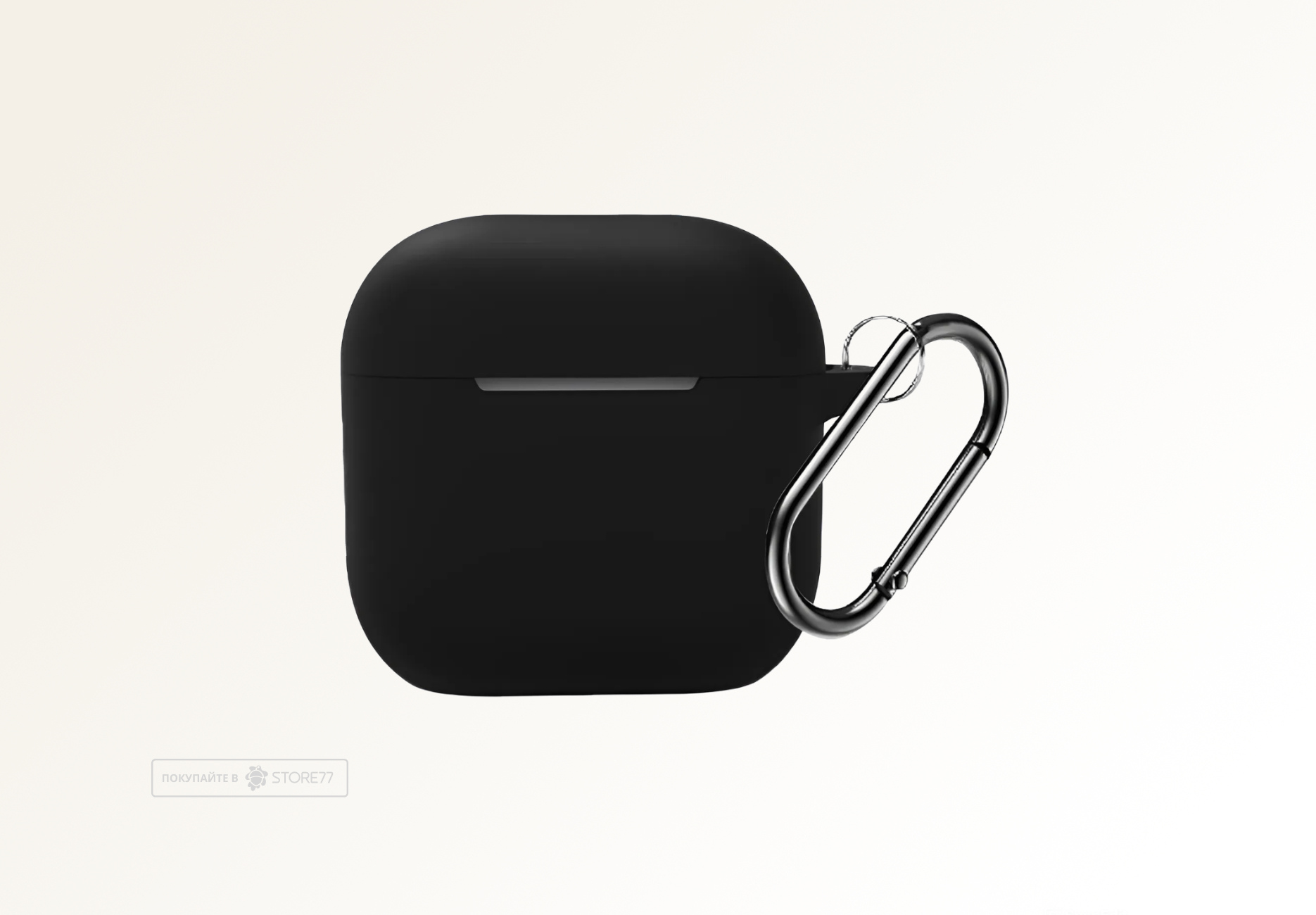 Чехол силиконовый для наушников Apple AirPods 4 с карабином (Черный)