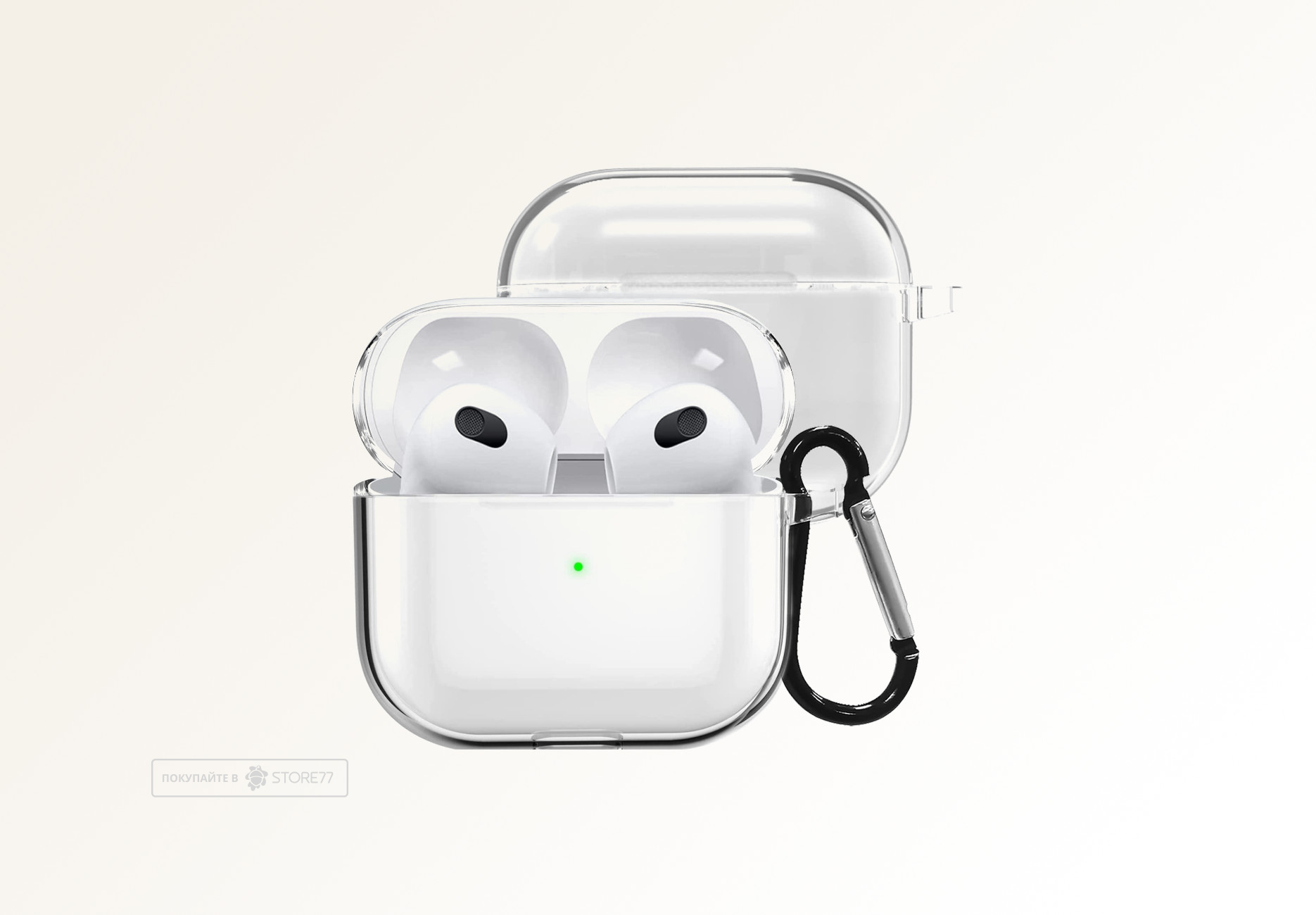 Чехол силиконовый для наушников Apple AirPods 3 с карабином (Прозрачный)