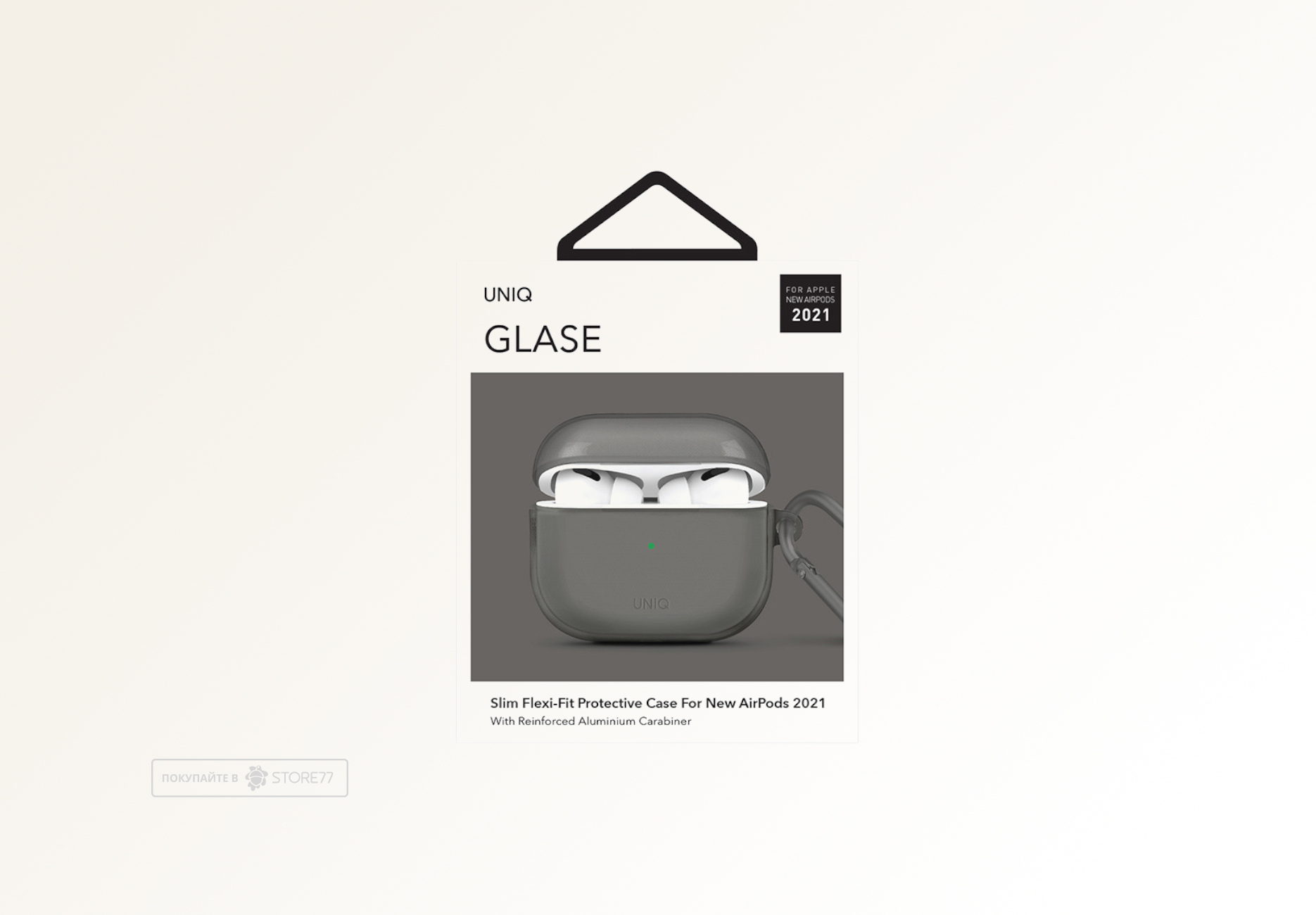 Чехол Uniq для Airpods 3 Glase TPU case with carabin (Серый)