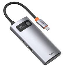 Переходник Baseus Metal Gleam 4-in-1 HDMI/USB 3.0/USB 2.0/Type-C PD (Серый)
