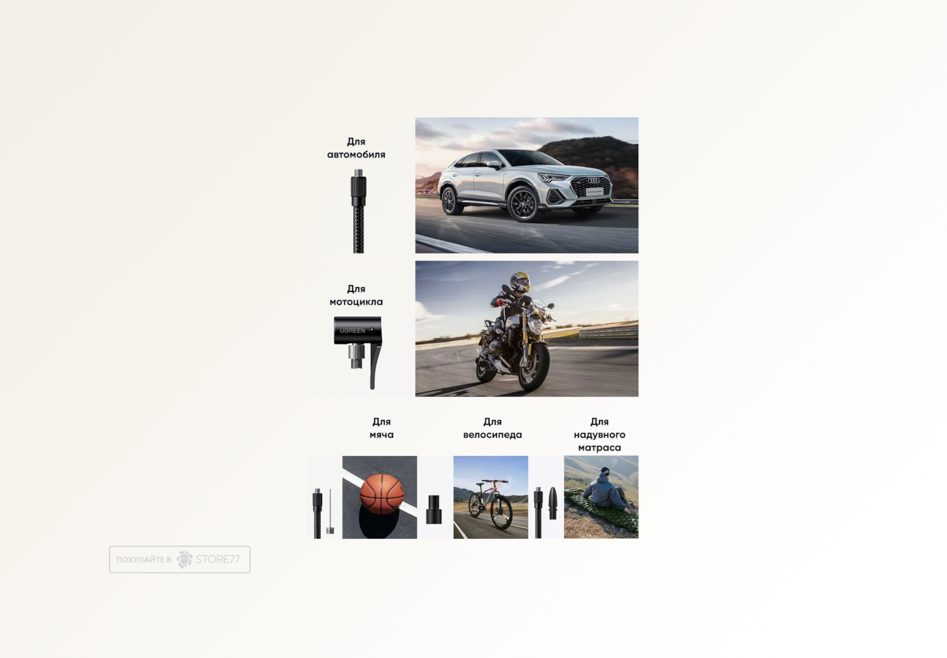 Портативный насос UGREEN ET501 (Черный)