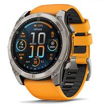 Умные часы Garmin FENIX 8 51mm Amoled Sapphire Titanium with Spark Orange/Grapphite Silicone Band