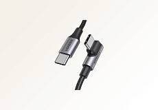 Кабель Ugreen US334 USB-C - USB-C, 100W 1м, угловой (Черный)