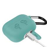 Чехол силиконовый для наушников Apple AirPods Pro с карабином (Мятный)