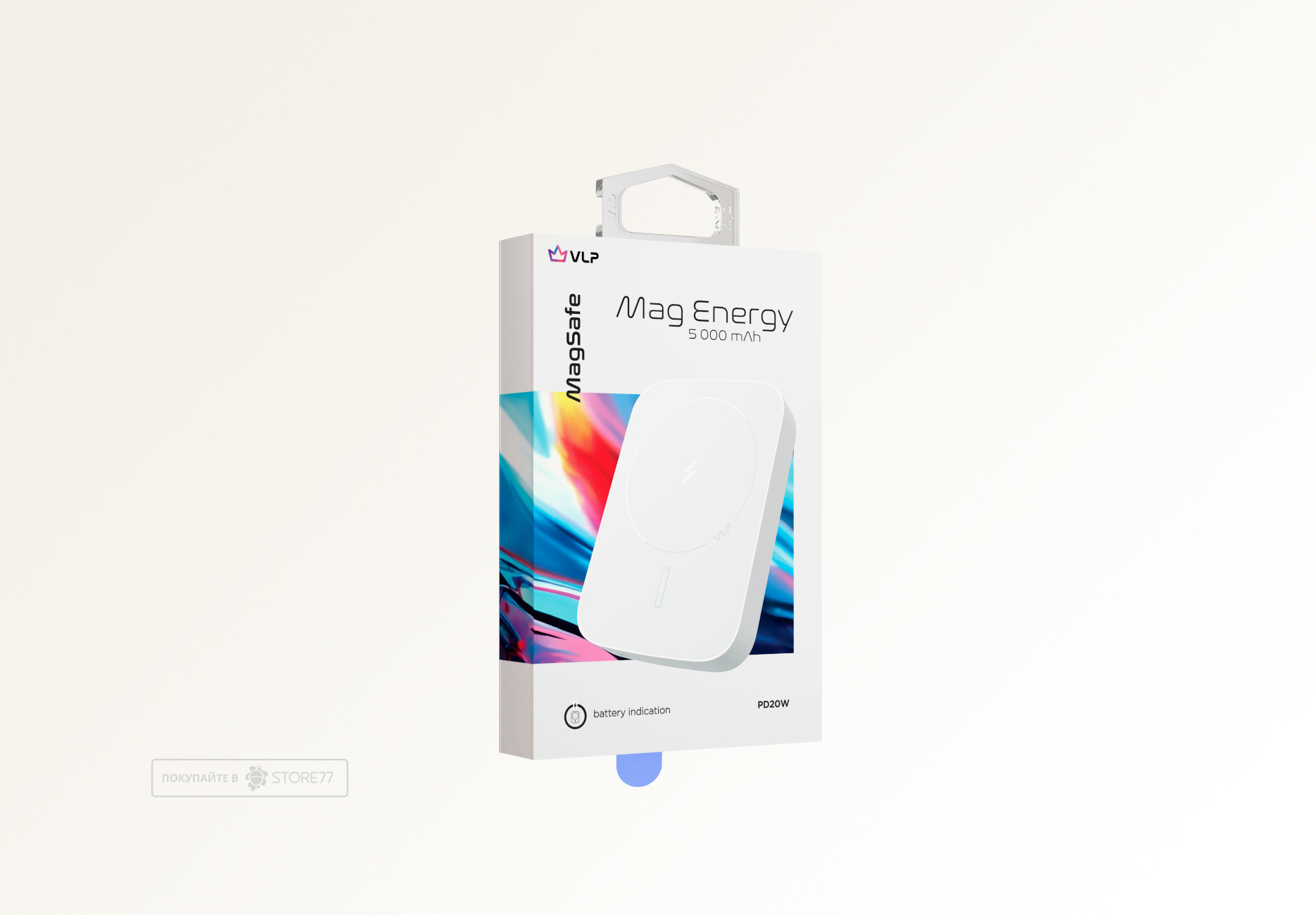 Внешний аккумулятор VLP Mag Energy 5000 mAh, 3A, USB-C (Белый)