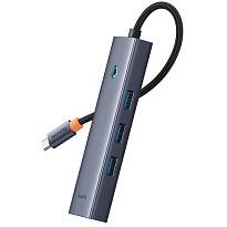 Переходник Baseus Flite 4-in-1 3xUSB 3.0/Ethernet (Серый) 