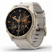 Умные часы Garmin FENIX 8 43mm Amoled Sapphire Soft Gold Stainless Steel Fog Gray Leather Band+Fog Gray/Dark Sandstone