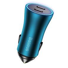 Автомобильное зарядное устройство Baseus Golden Contactor Pro Dual USB-C 40W (Синее)