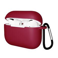 Чехол Gurdini Soft Touch для Airpods Pro 3 с карабином (Бордовый)