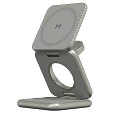 Беспроводное зарядное устройство Magssory Fold Pro 3 в 1 для Apple с Magsafe, Qi2 (Титановое)