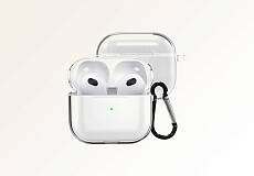 Чехол силиконовый для наушников Apple AirPods 3 с карабином (Прозрачный)