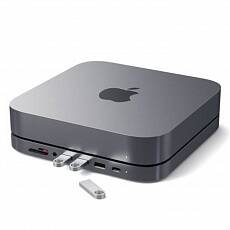 Док станция с подставкой Satechi Mac Mini Stand + Hub для Mac Mini (Серый космос)