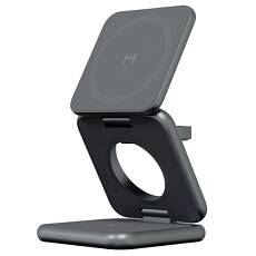 Беспроводное зарядное устройство Magssory Fold Pro 3 в 1 для Apple с Magsafe, Qi2 (Графит)