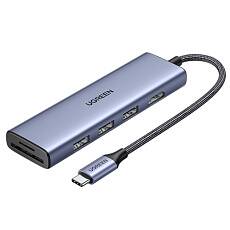 Переходник UGREEN CM511 Revodok 6в1 3xUSB 3.0/HDMI/SD/TF (Серый)