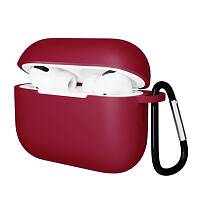Чехол Gurdini Soft Touch для Airpods Pro 3 с карабином (Бордовый)